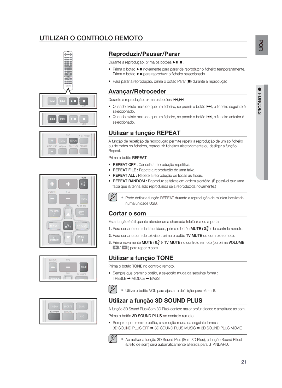 Samsung HW-F850/ZF manual Utilizar O Controlo Remoto 