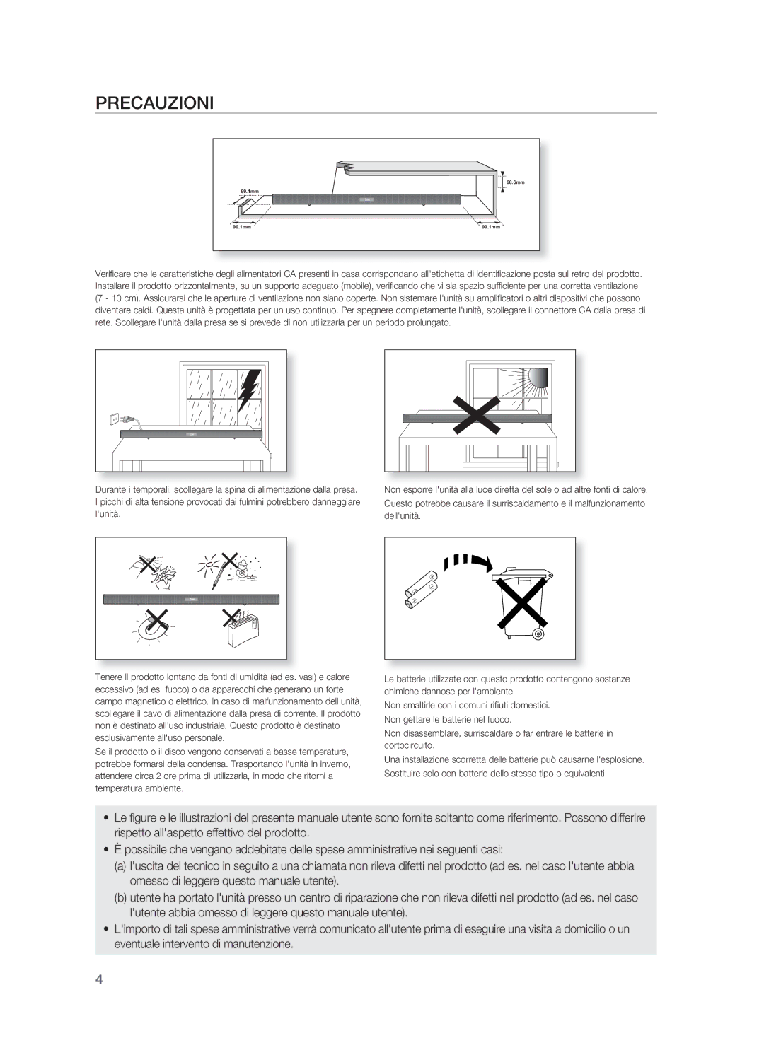 Samsung HW-F850/ZF manual Precauzioni 