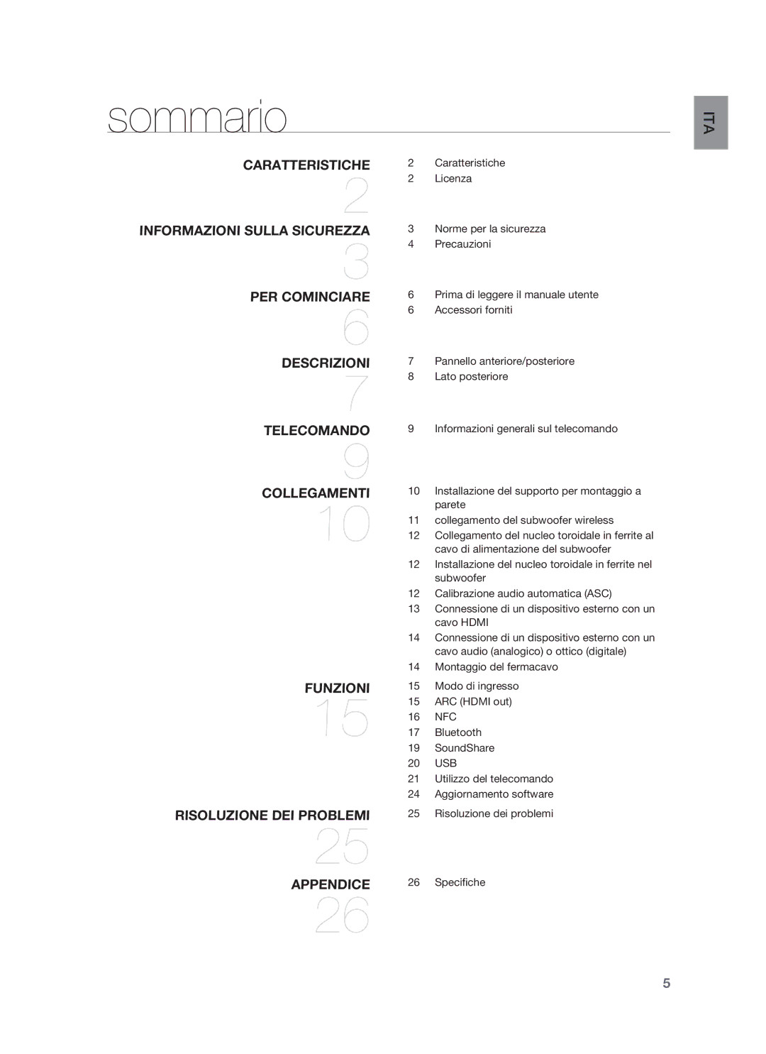 Samsung HW-F850/ZF manual Sommario, Collegamenti 