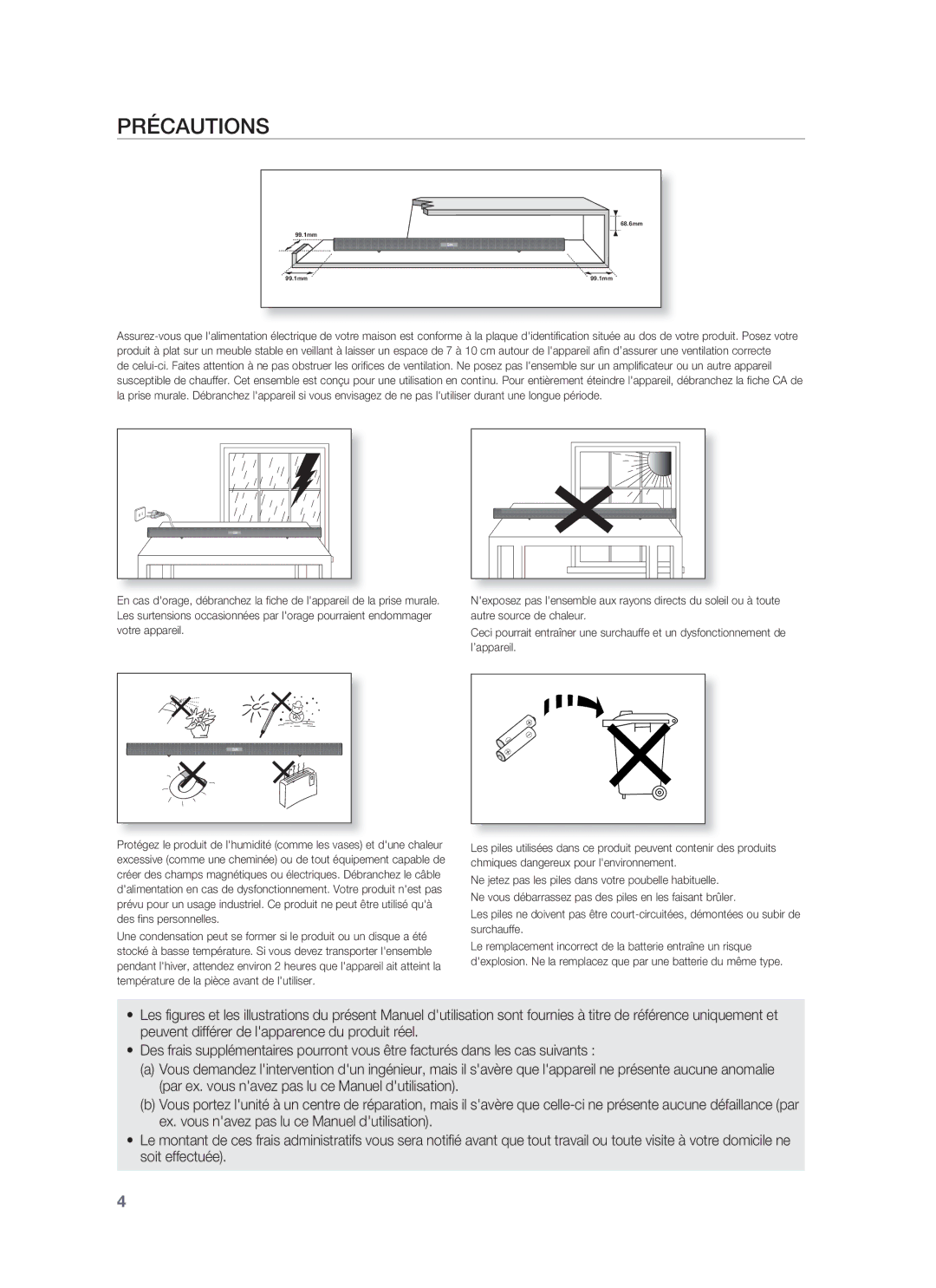 Samsung HW-F850/ZF manual Précautions 