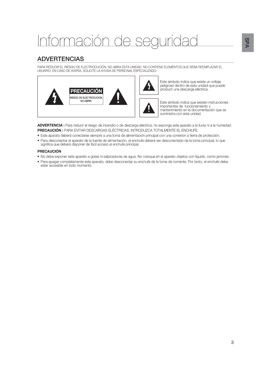 Samsung HW-F850/ZF manual Información de seguridad, Advertencias 