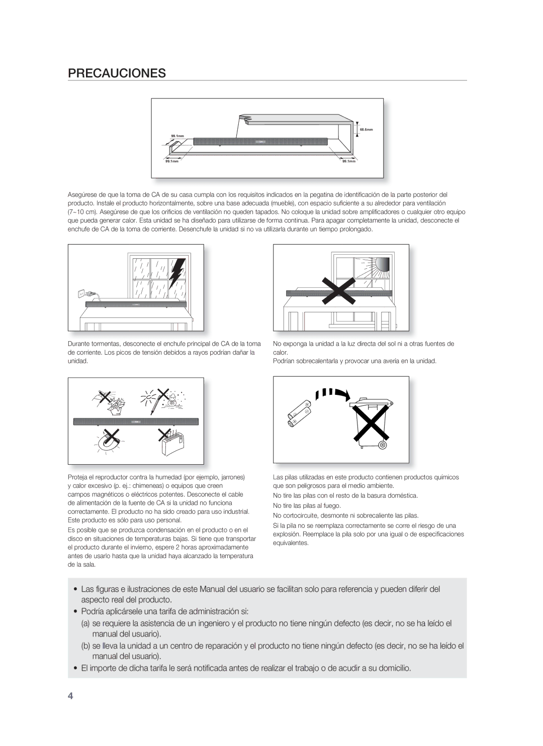 Samsung HW-F850/ZF manual Precauciones 