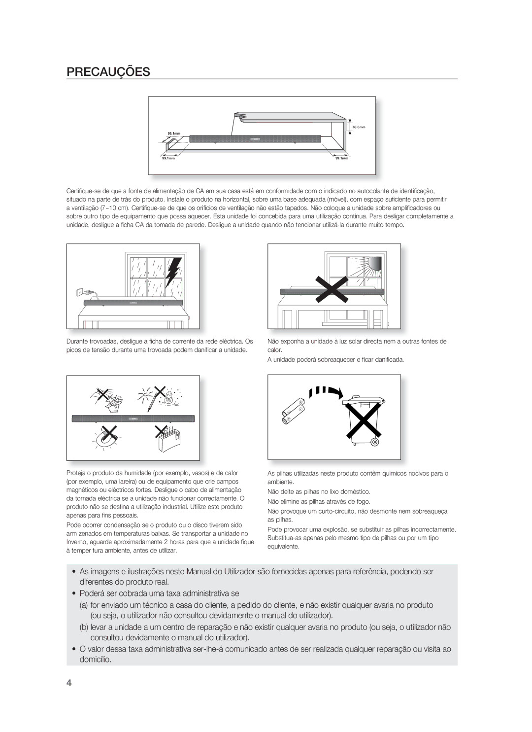Samsung HW-F850/ZF manual Precauções 