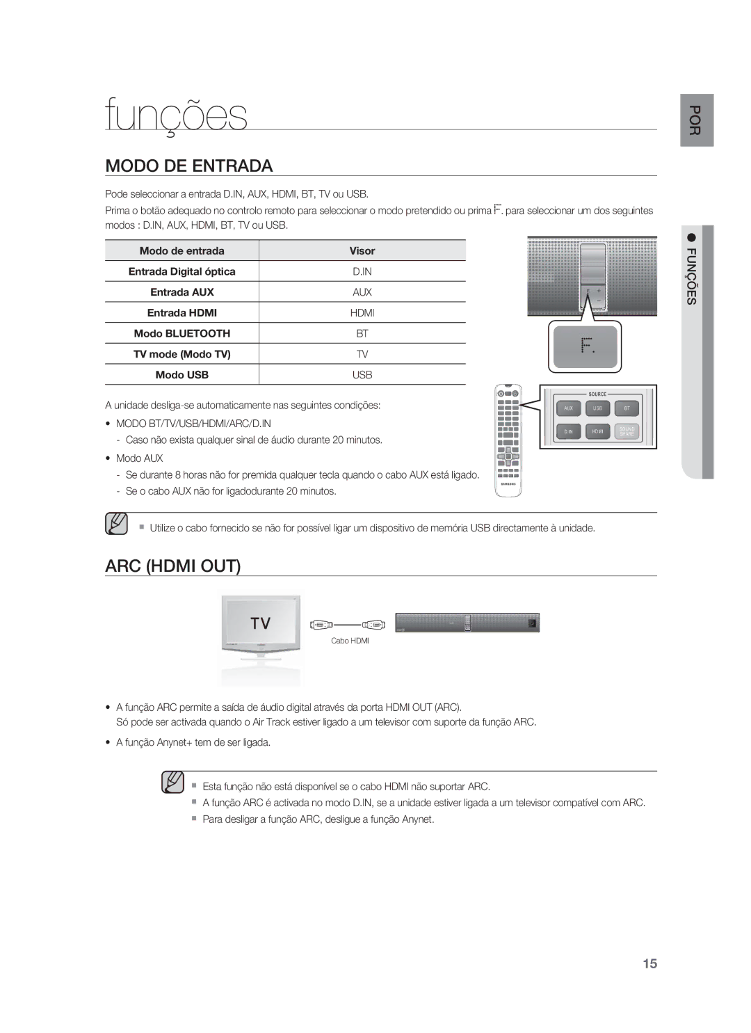 Samsung HW-F850/ZF manual Funções 