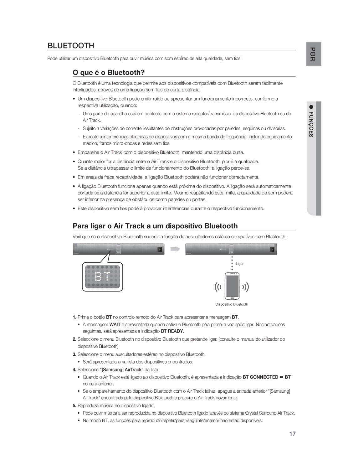 Samsung HW-F850/ZF manual Que é o Bluetooth?, Para ligar o Air Track a um dispositivo Bluetooth 