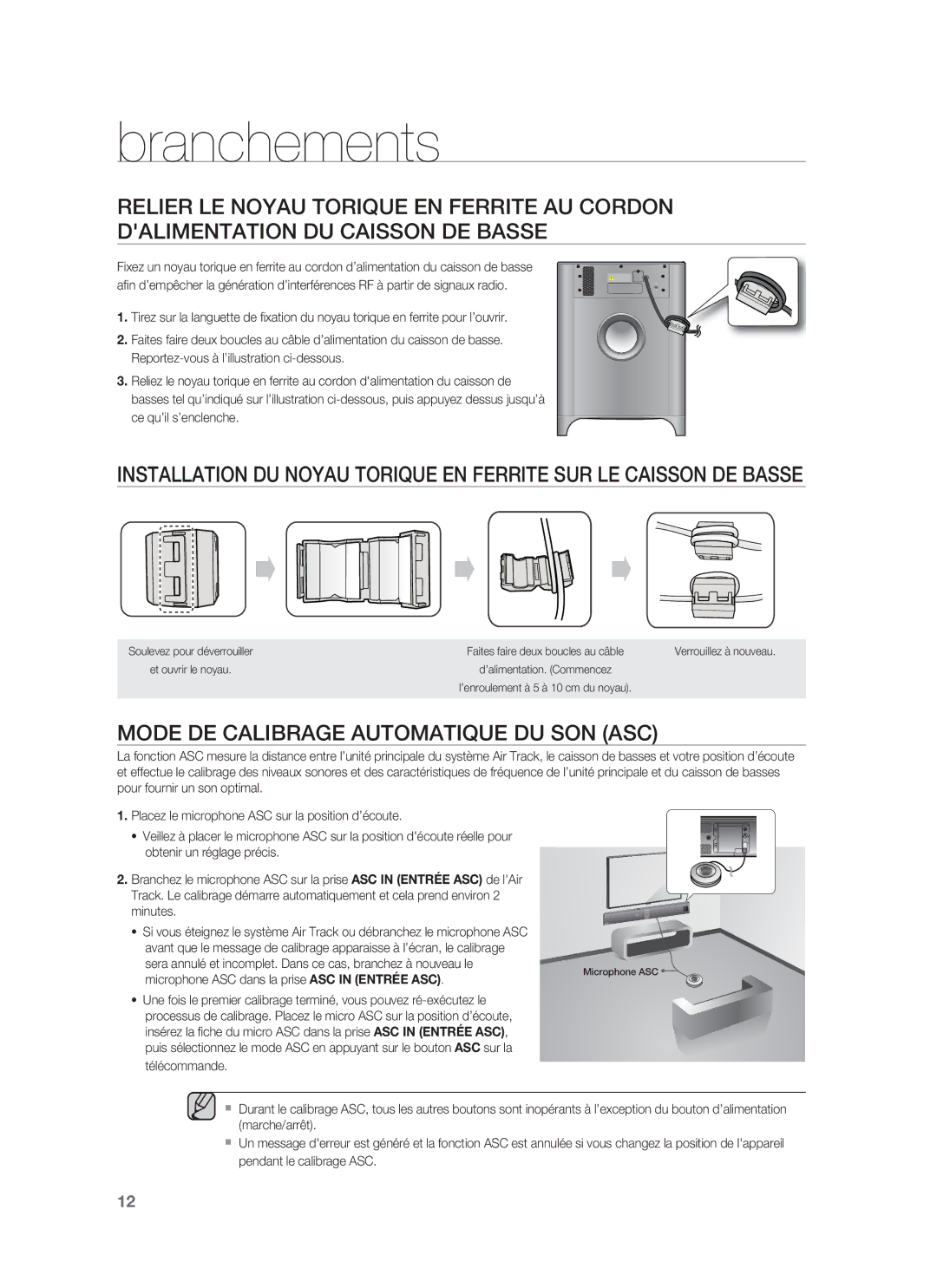 Samsung HW-F850/ZG, HW-F850/EN, HW-F850/ZF manual Mode DE Calibrage Automatique DU SON ASC 