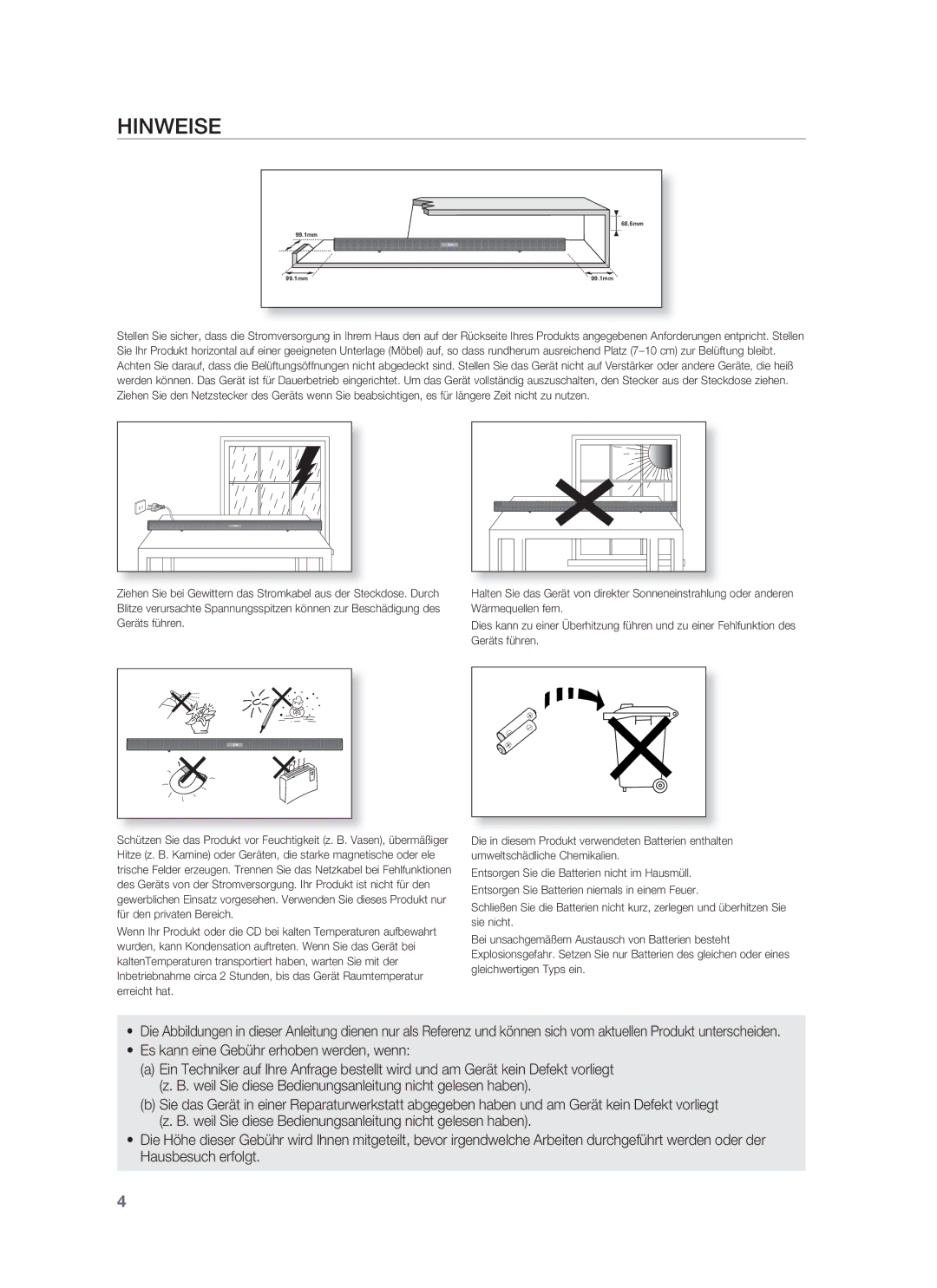 Samsung HW-F850/EN, HW-F850/ZG, HW-F850/ZF manual Hinweise, Es kann eine Gebühr erhoben werden, wenn 