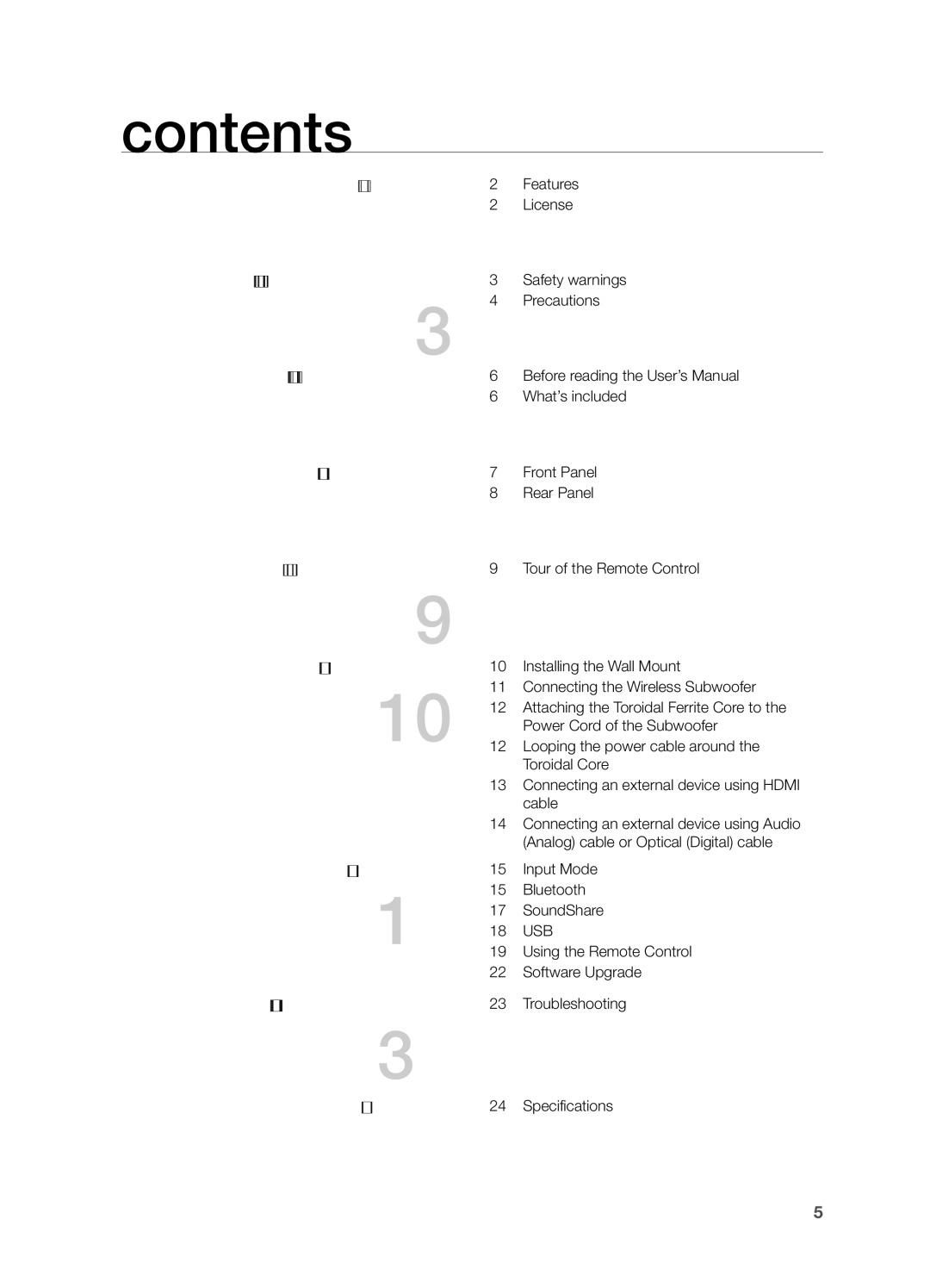 Samsung HW-FM55C user manual Contents 