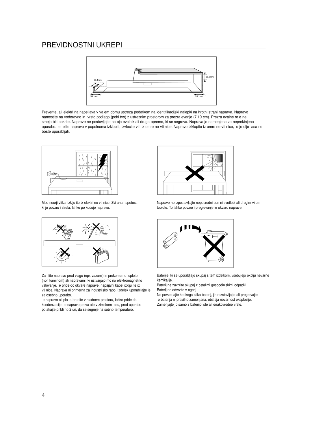 Samsung HW-H355/EN, HW-H355/XN manual Previdnostni Ukrepi 