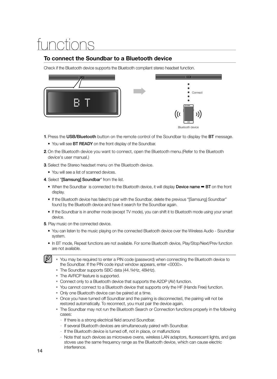 Samsung HW-H355/EN, HW-H355/XN manual To connect the Soundbar to a Bluetooth device 