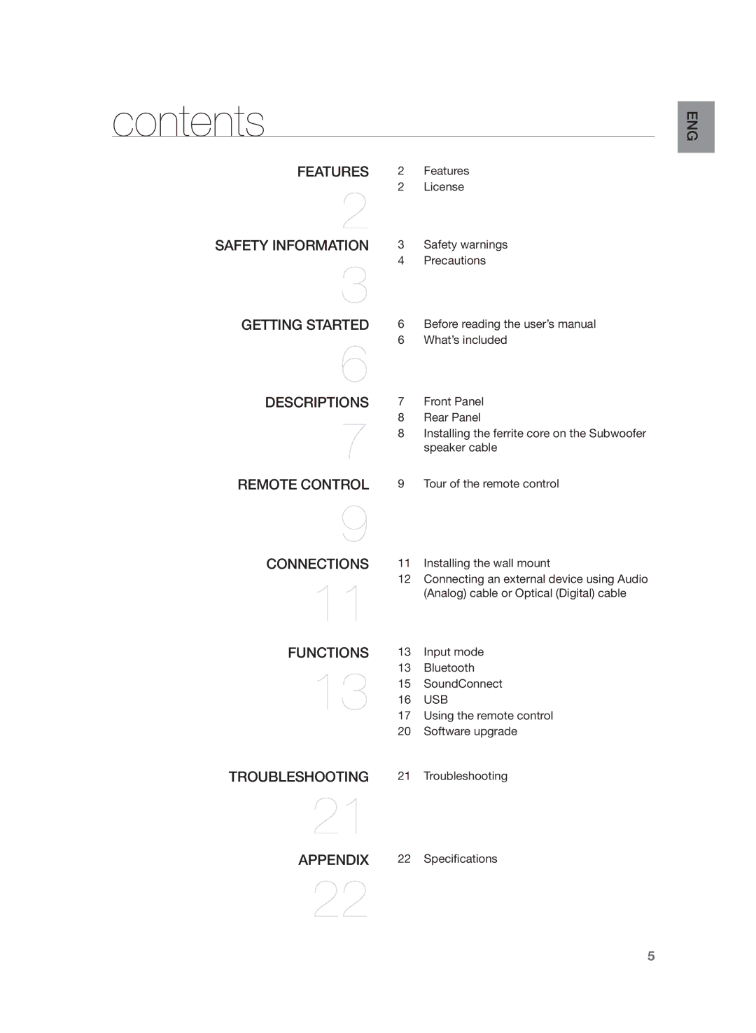 Samsung HW-H355/XN, HW-H355/EN manual Contents 