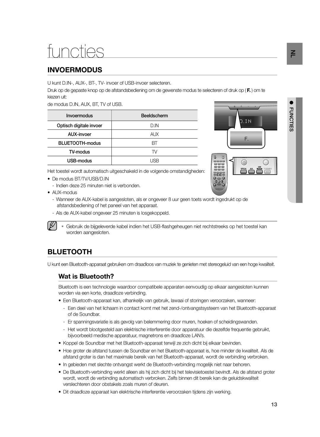 Samsung HW-H355/XN, HW-H355/EN manual Functies, Wat is Bluetooth? 