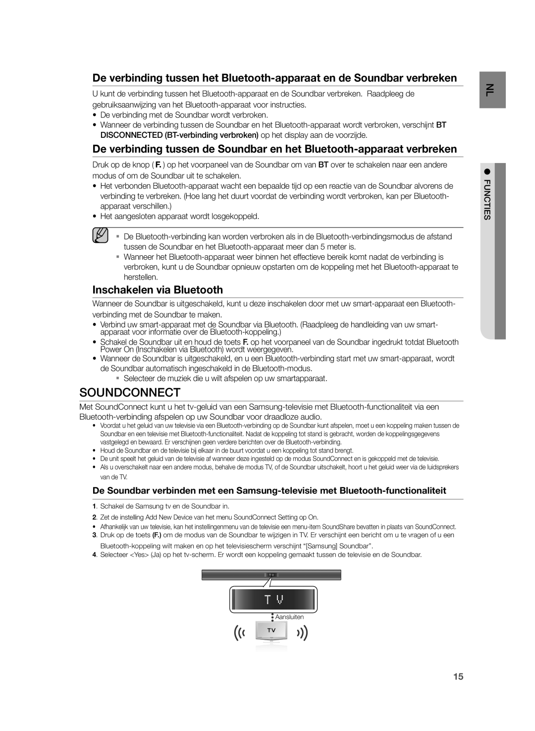 Samsung HW-H355/XN, HW-H355/EN manual Soundconnect, Inschakelen via Bluetooth 