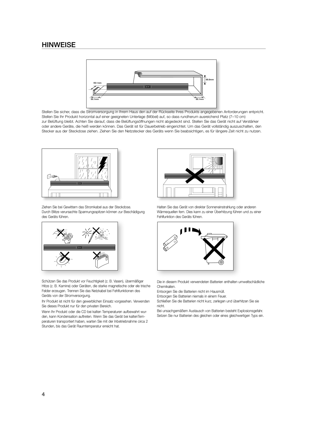 Samsung HW-H355/XN, HW-H355/EN manual Hinweise 