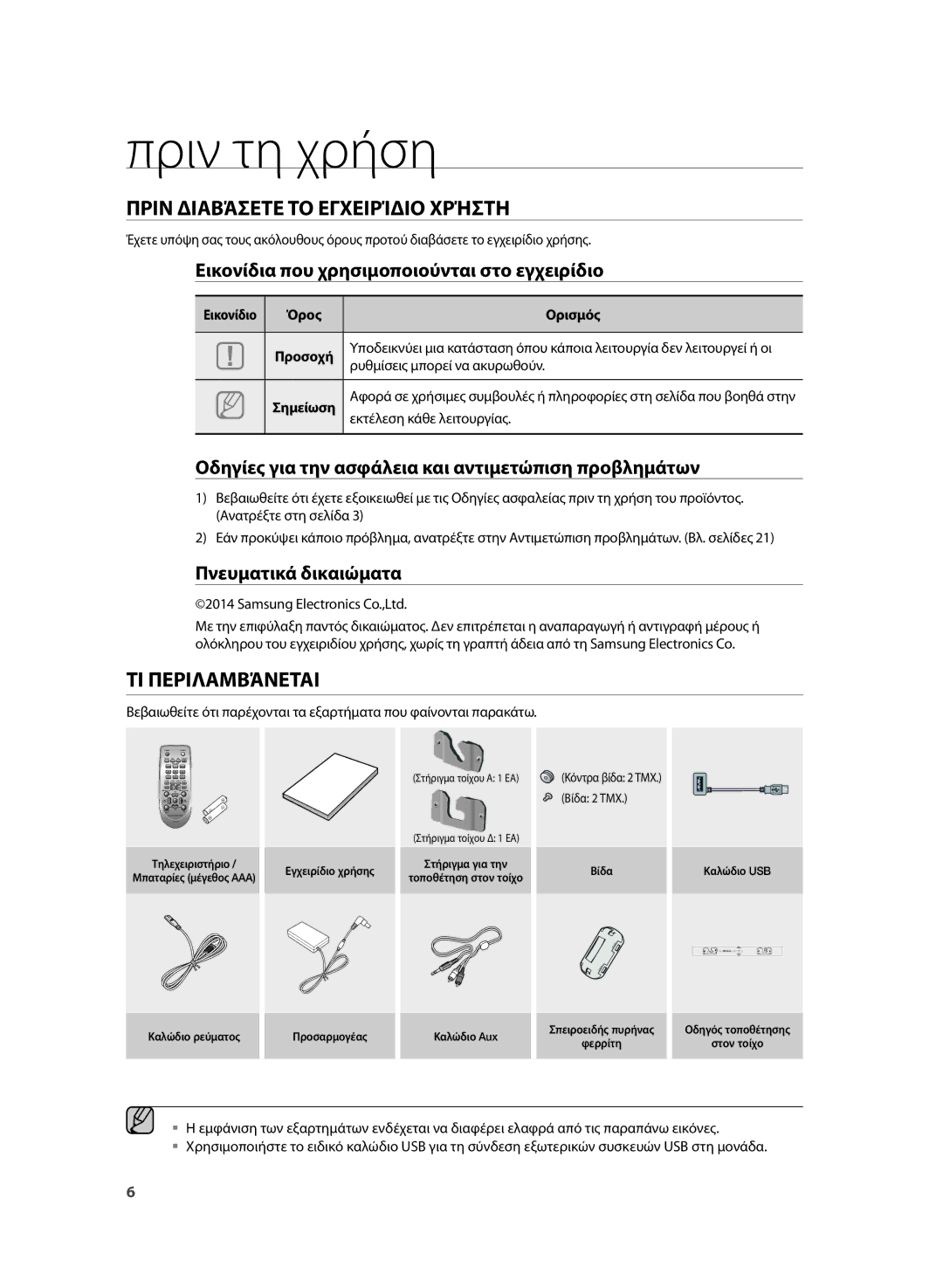 Samsung HW-H355/EN manual Πριν τη χρήση, Πριν Διαβάσετε ΤΟ Εγχειρίδιο Χρήστη, ΤΙ Περιλαμβάνεται 