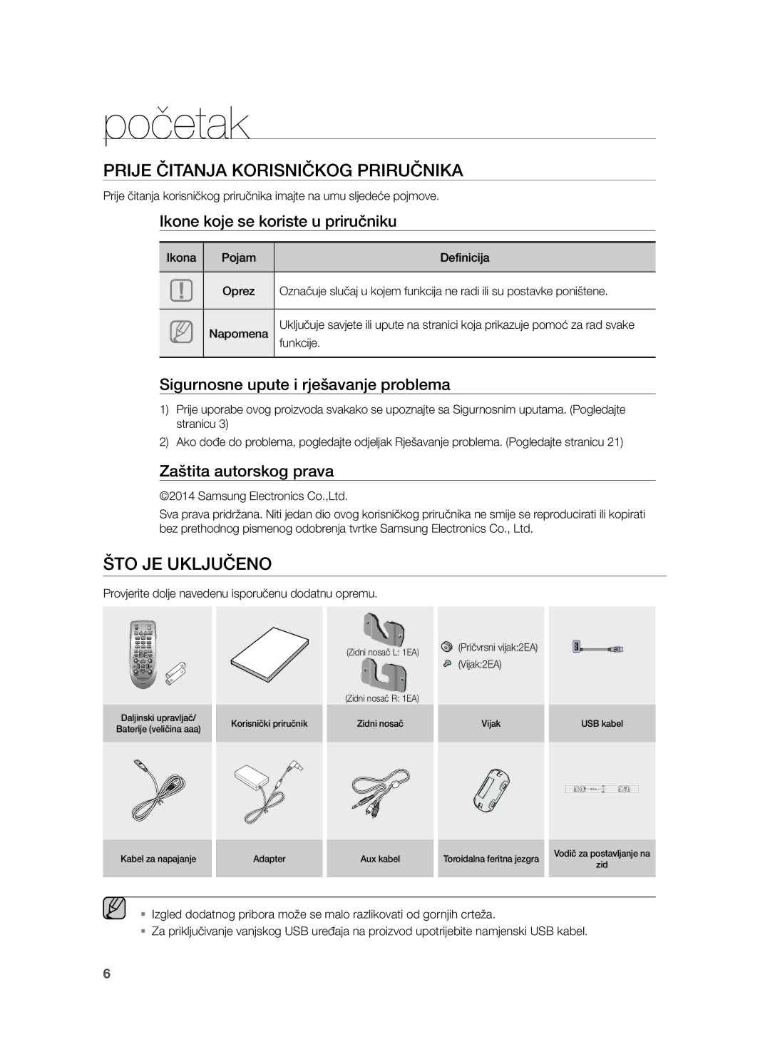 Samsung HW-H355/EN manual Prije Čitanja Korisničkog Priručnika, ŠTO JE Uključeno, Funkcije 