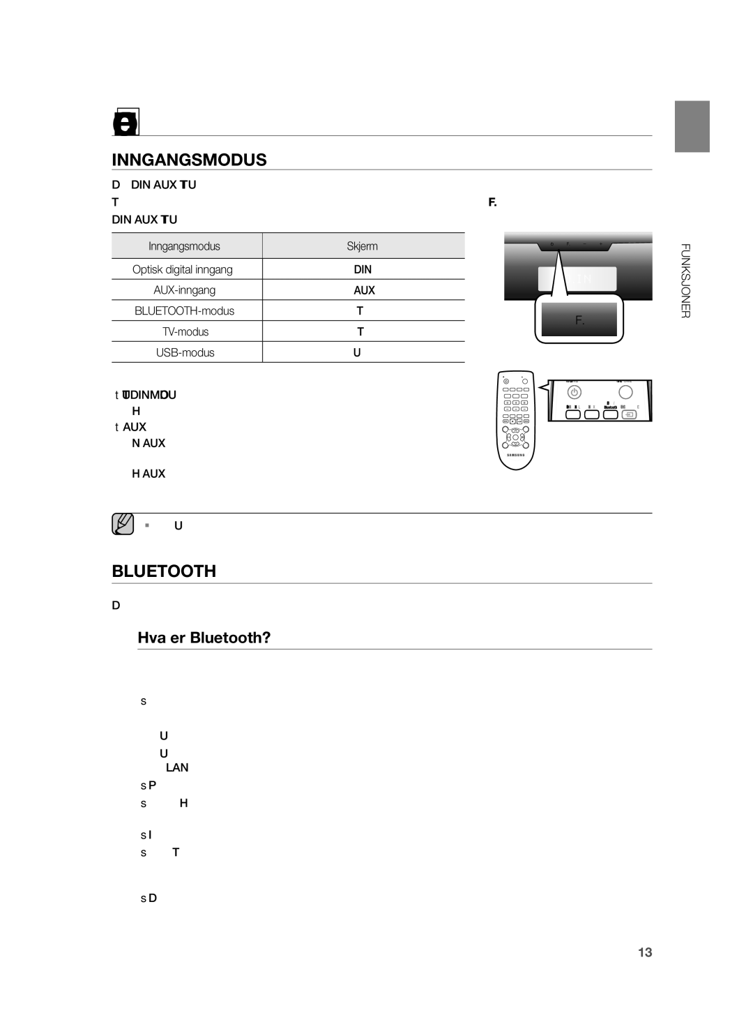 Samsung HW-H355/XE manual Funksjoner, Hva er Bluetooth?, Bt/Tv/Usb/D.In-Modus 