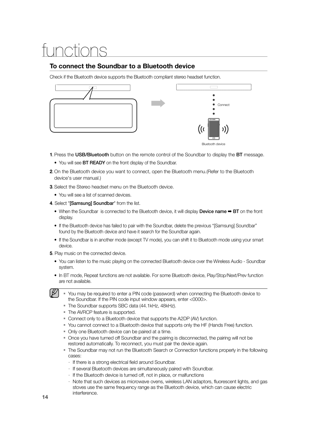 Samsung HW-H355/XE manual To connect the Soundbar to a Bluetooth device 