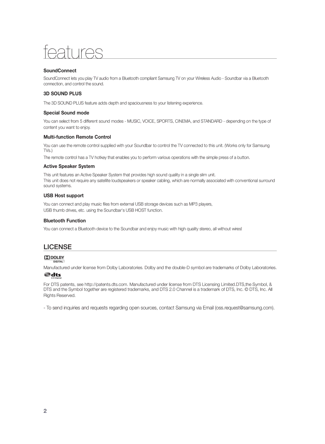 Samsung HW-H355/XE manual Features, SoundConnect 