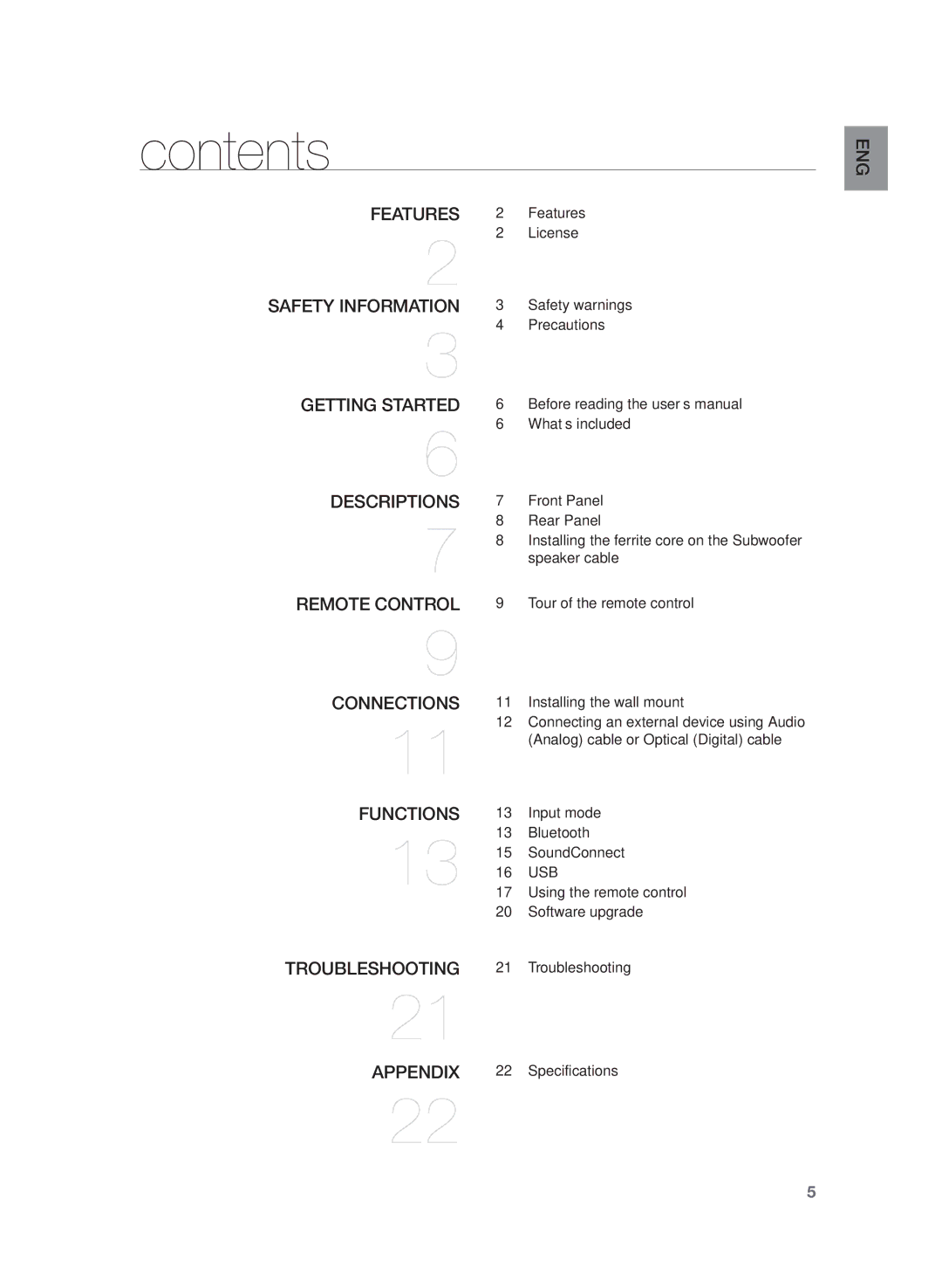 Samsung HW-H355/XE manual Contents 