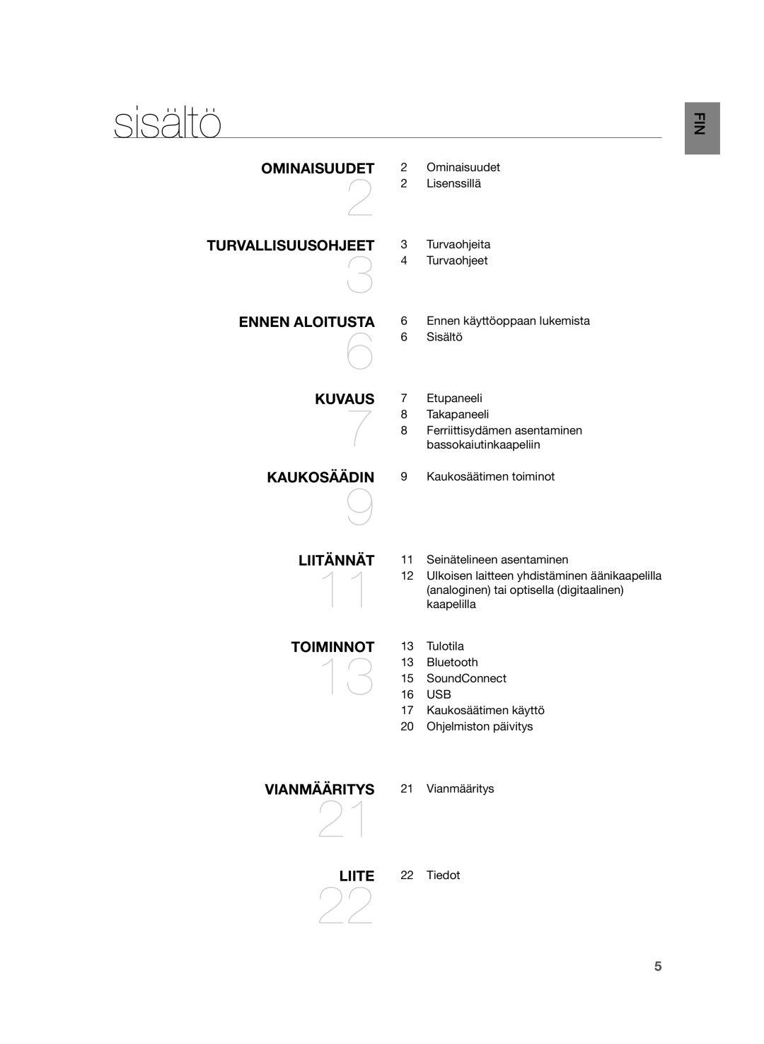 Samsung HW-H355/XE manual Sisältö 