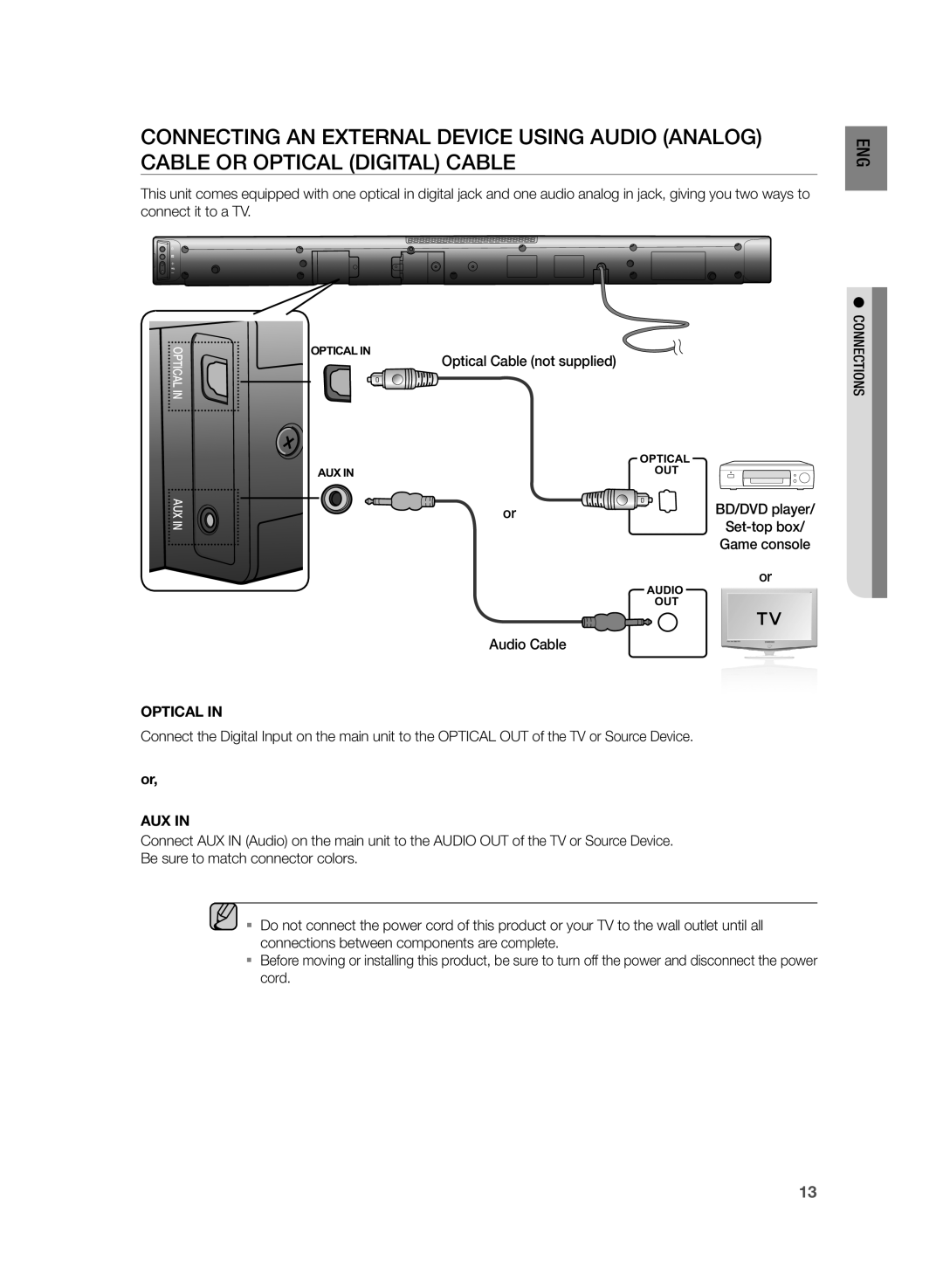 Samsung HW-H430/XN, HW-H430/EN manual Optical 