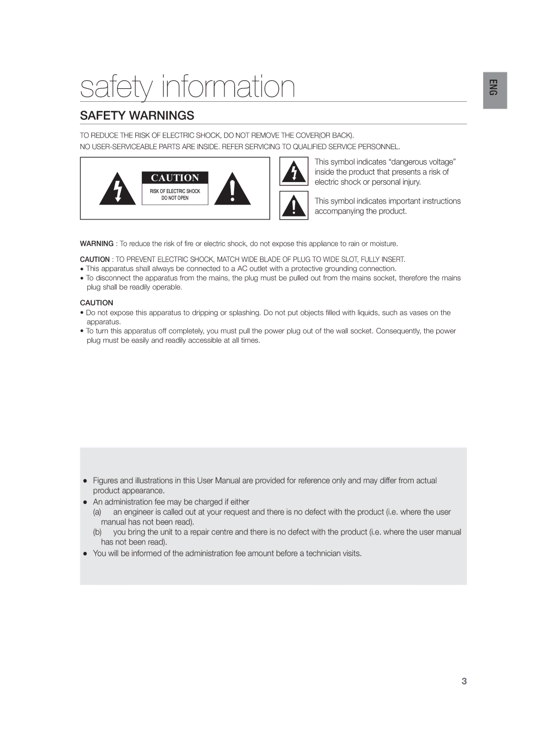 Samsung HW-H430/XN Safety information, Safety Warnings, This symbol indicates dangerous voltage, Accompanying the product 