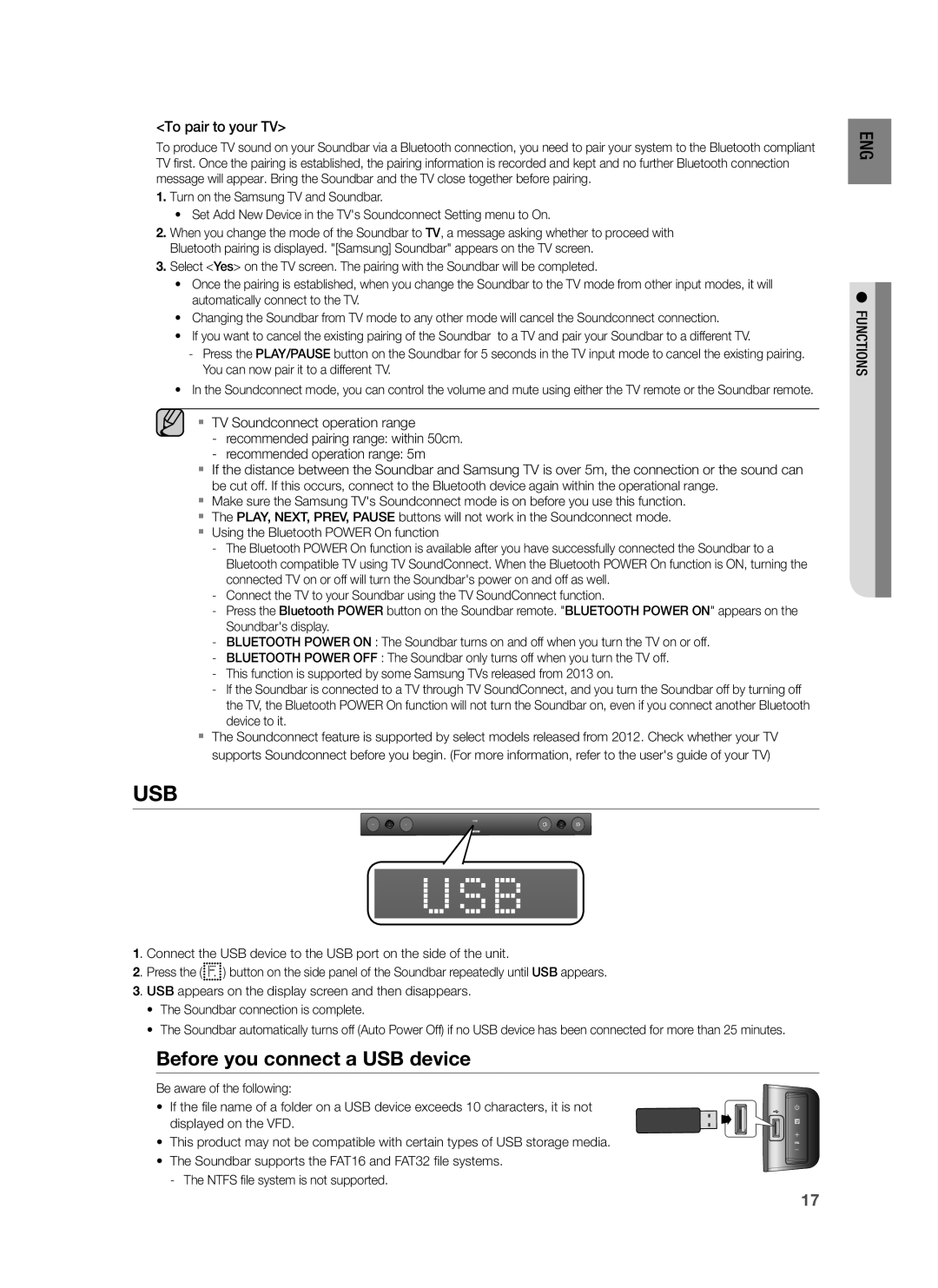 Samsung HW-H430/ZF, HW-H430/TK, HW-H430/EN manual Usb, Before you connect a USB device 