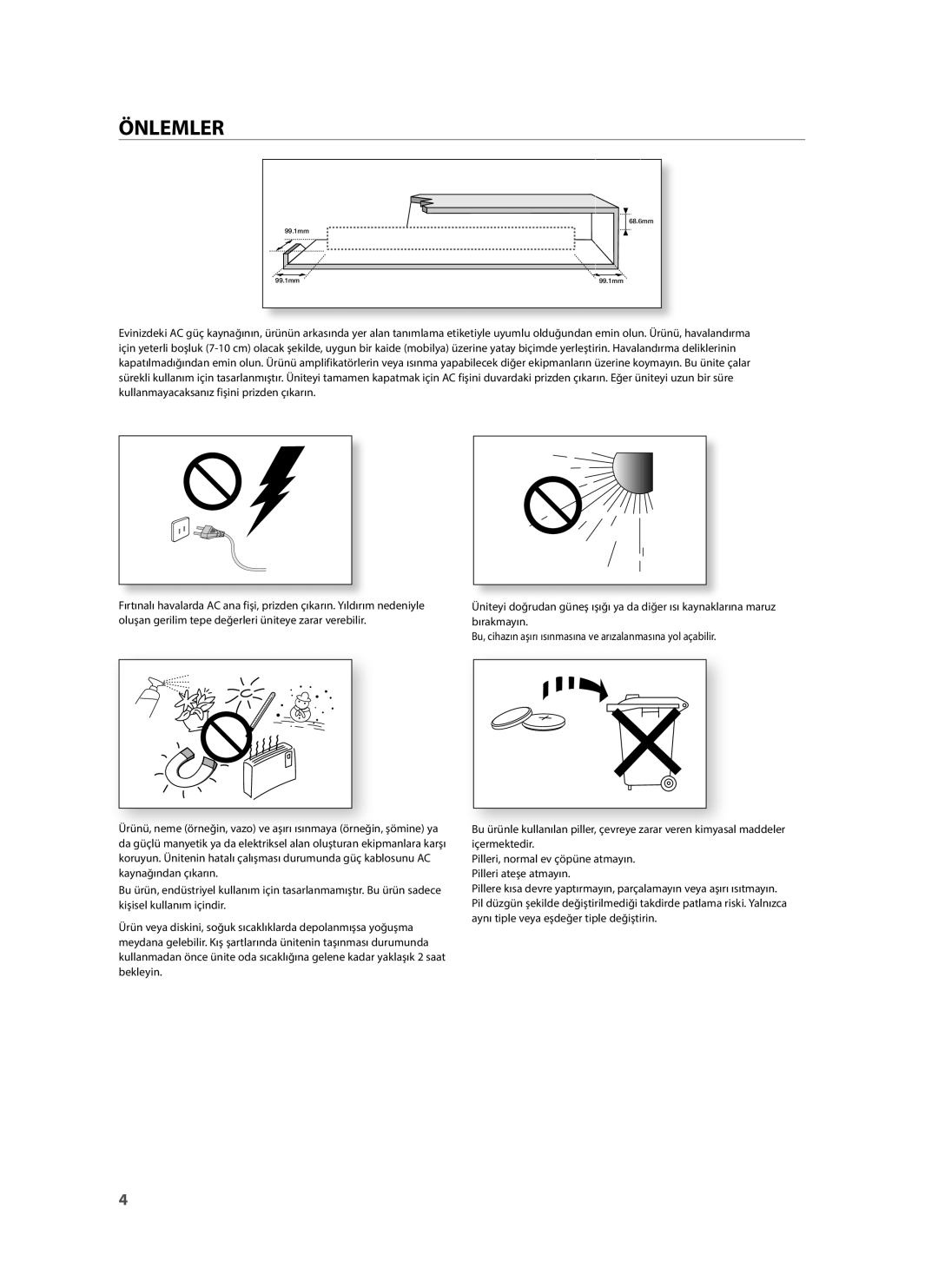 Samsung HW-H430/EN, HW-H430/TK, HW-H430/ZF manual Önlemler 