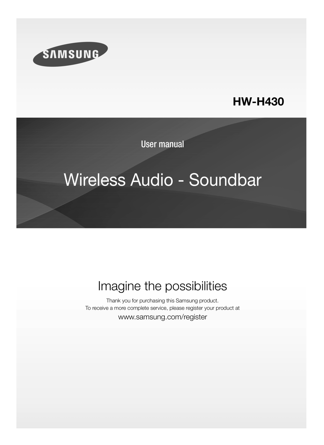 Samsung HW-H430/EN manual Thank you for purchasing this Samsung product, Wireless Audio - Soundbar, User manual 