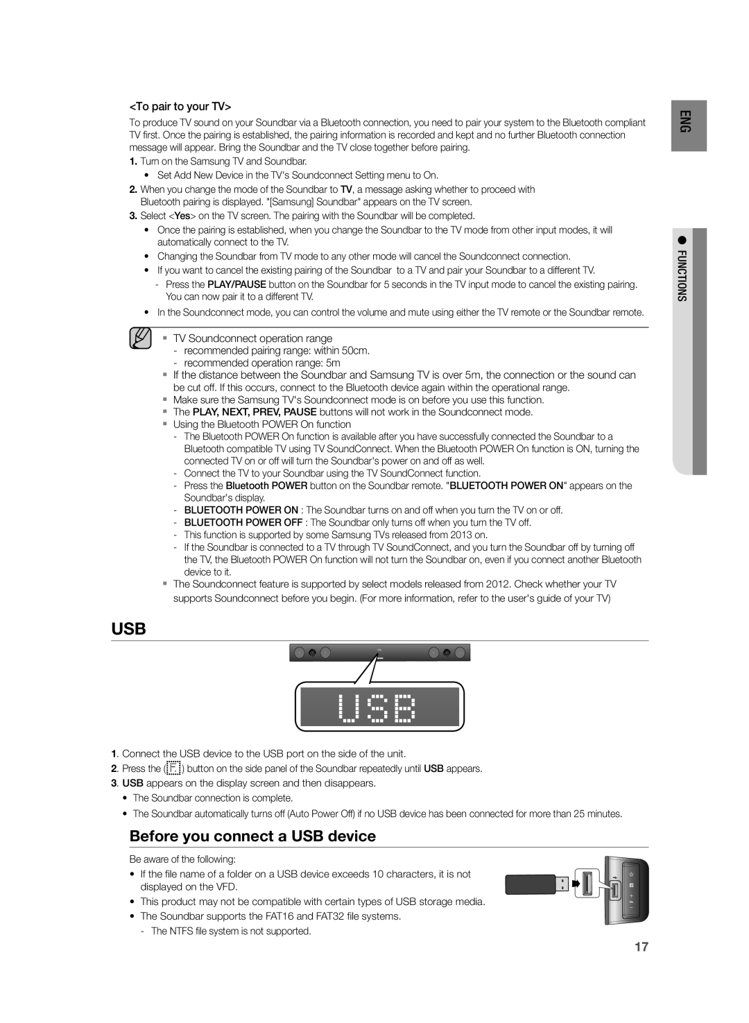 Samsung HW-H430/XE manual Before you connect a USB device, To pair to your TV 