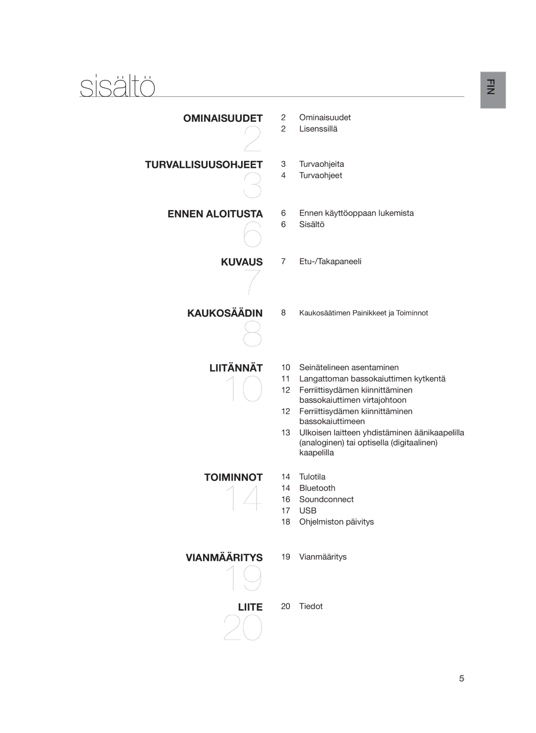 Samsung HW-H430/XE manual Sisältö 