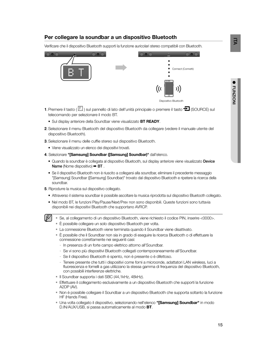 Samsung HW-H430/ZF manual Per collegare la soundbar a un dispositivo Bluetooth, Source sul 