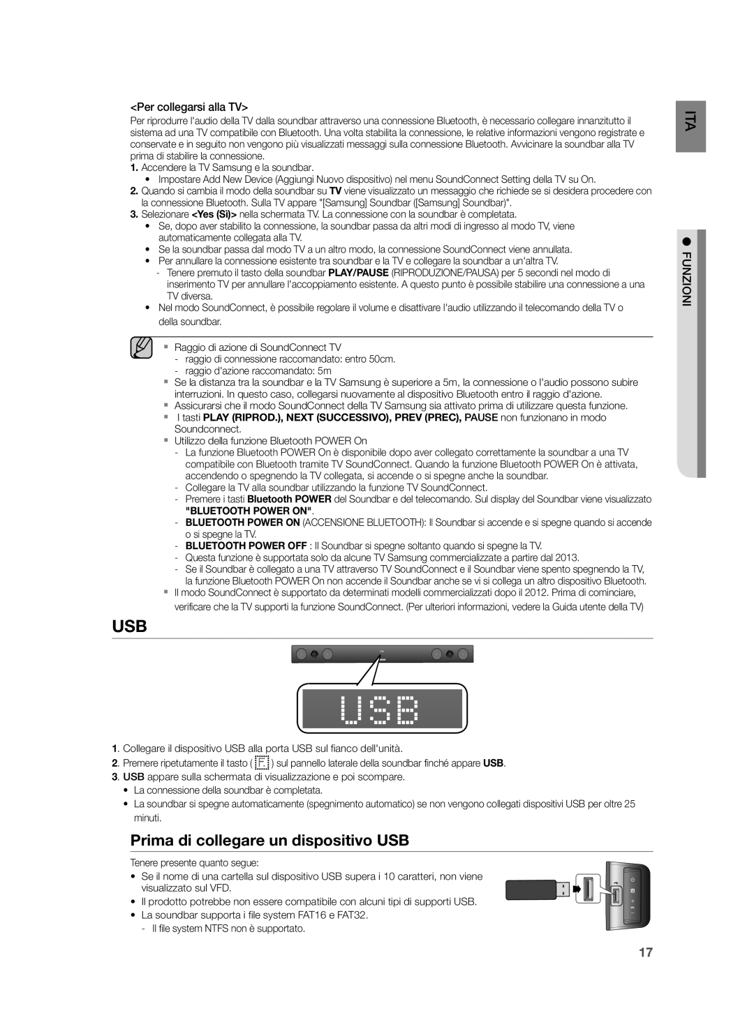 Samsung HW-H430/ZF manual Prima di collegare un dispositivo USB, Per collegarsi alla TV 