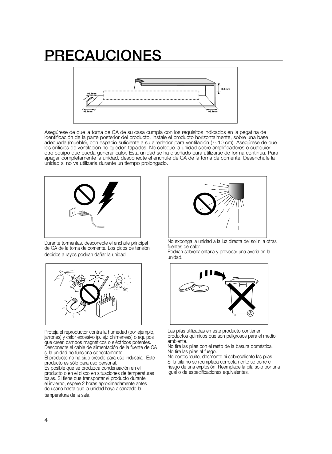 Samsung HW-H430/ZF manual Precauciones, Debidos a rayos podrían dañar la unidad 