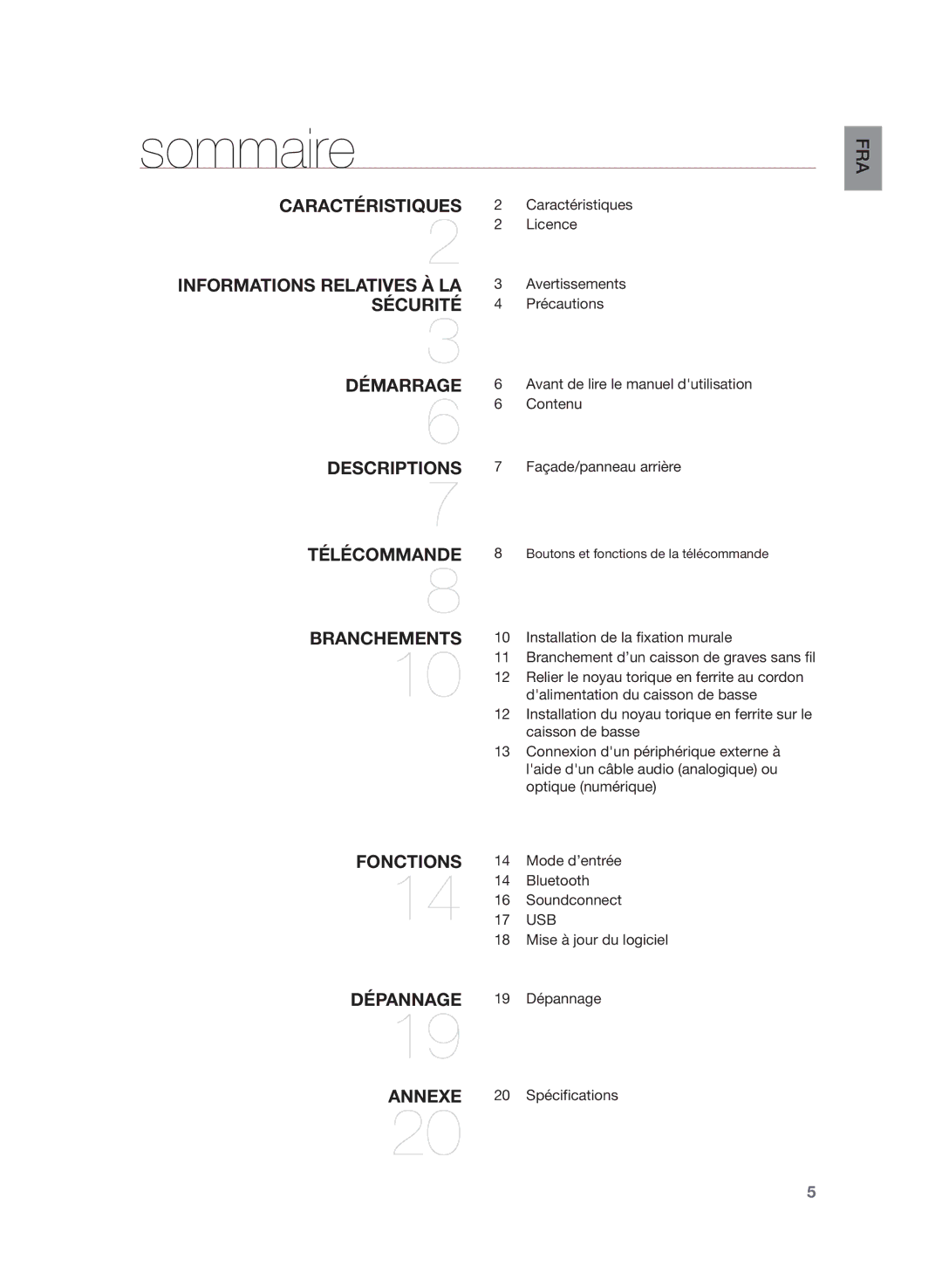 Samsung HW-H430/ZF manual Sommaire, Usb 