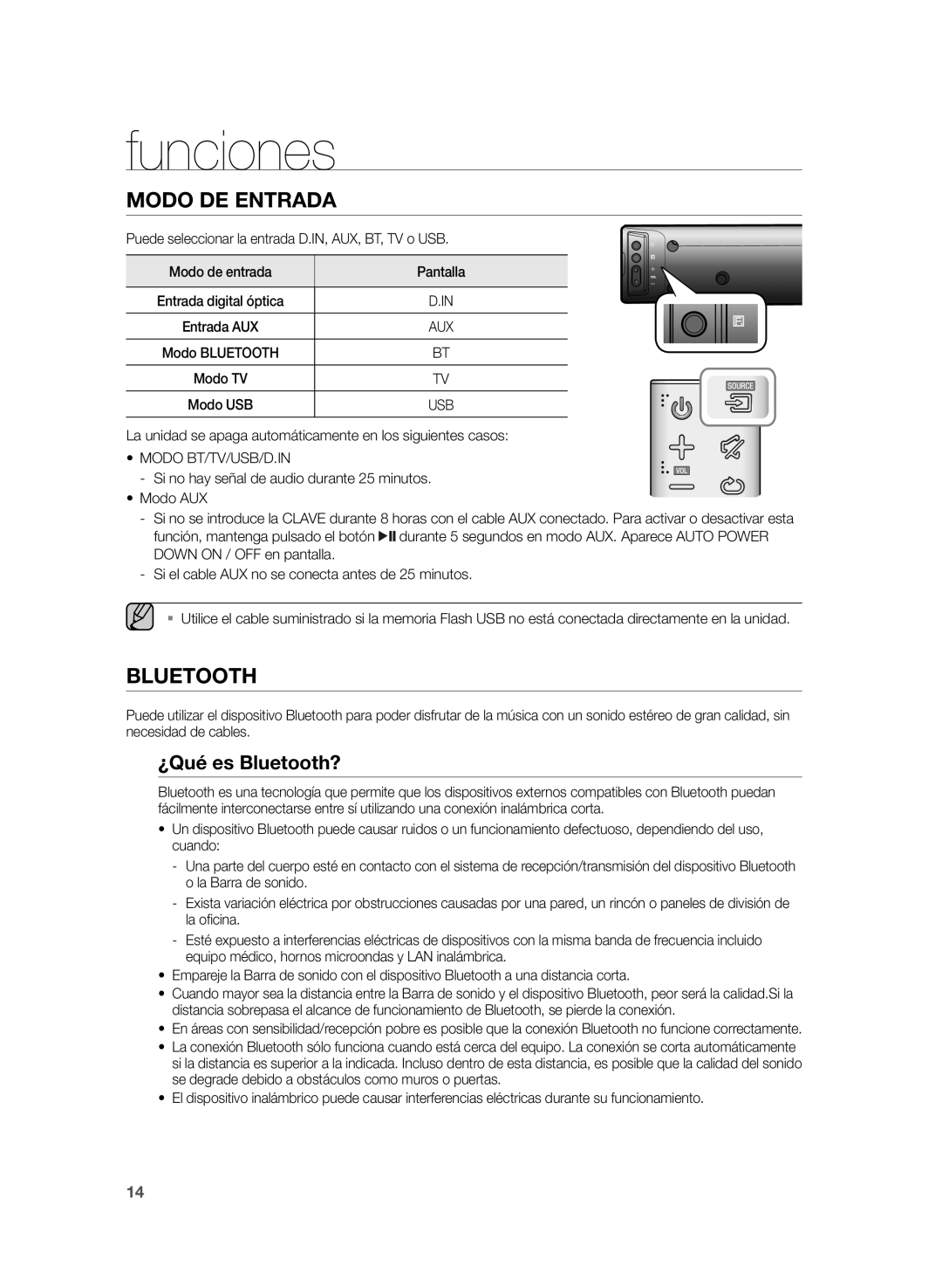 Samsung HW-H430/ZF manual Funciones, ¿Qué es Bluetooth?, Entrada digital óptica Entrada AUX 