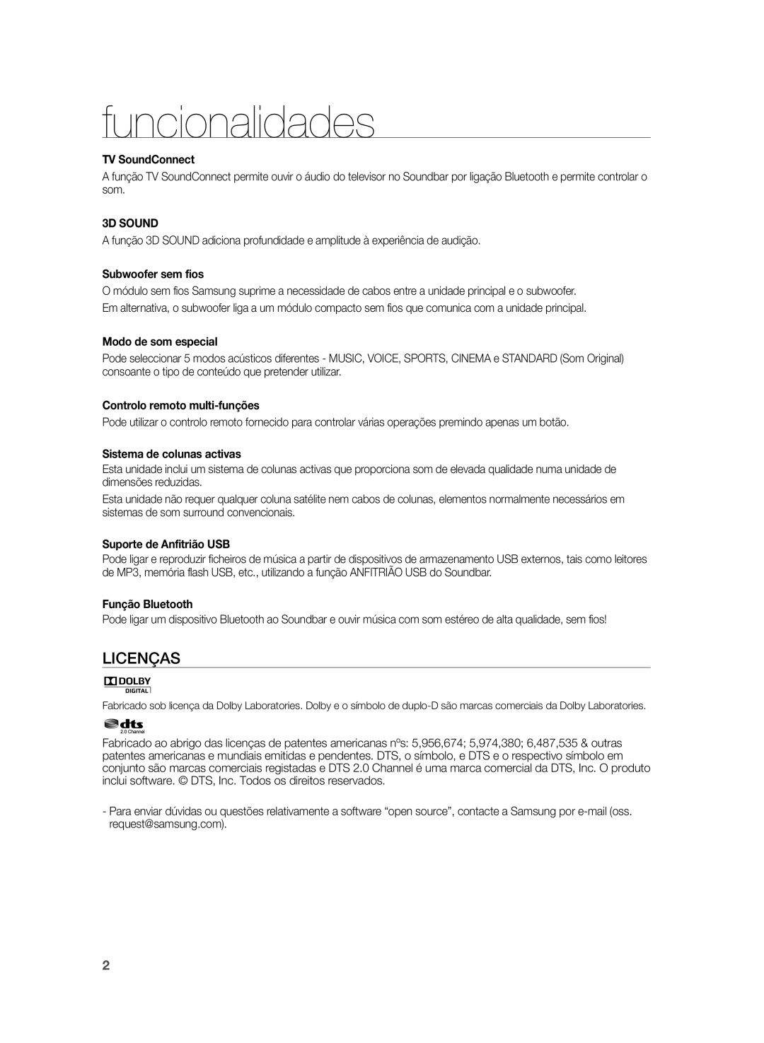 Samsung HW-H430/ZF manual Funcionalidades 