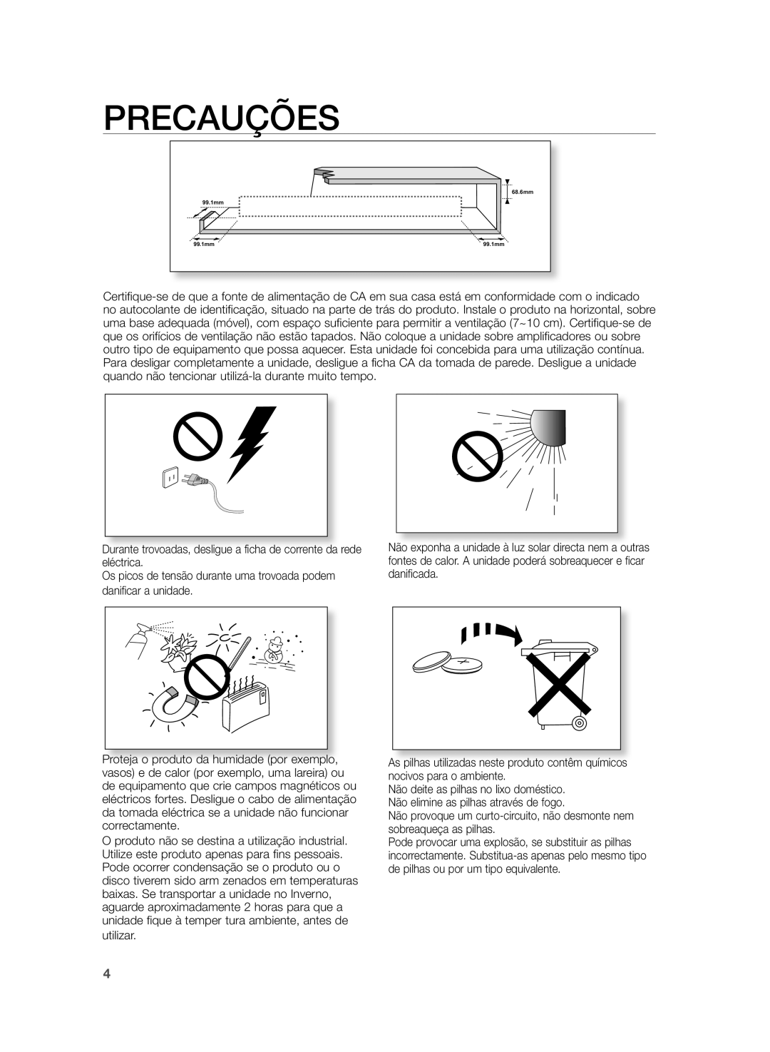 Samsung HW-H430/ZF manual Precauções 