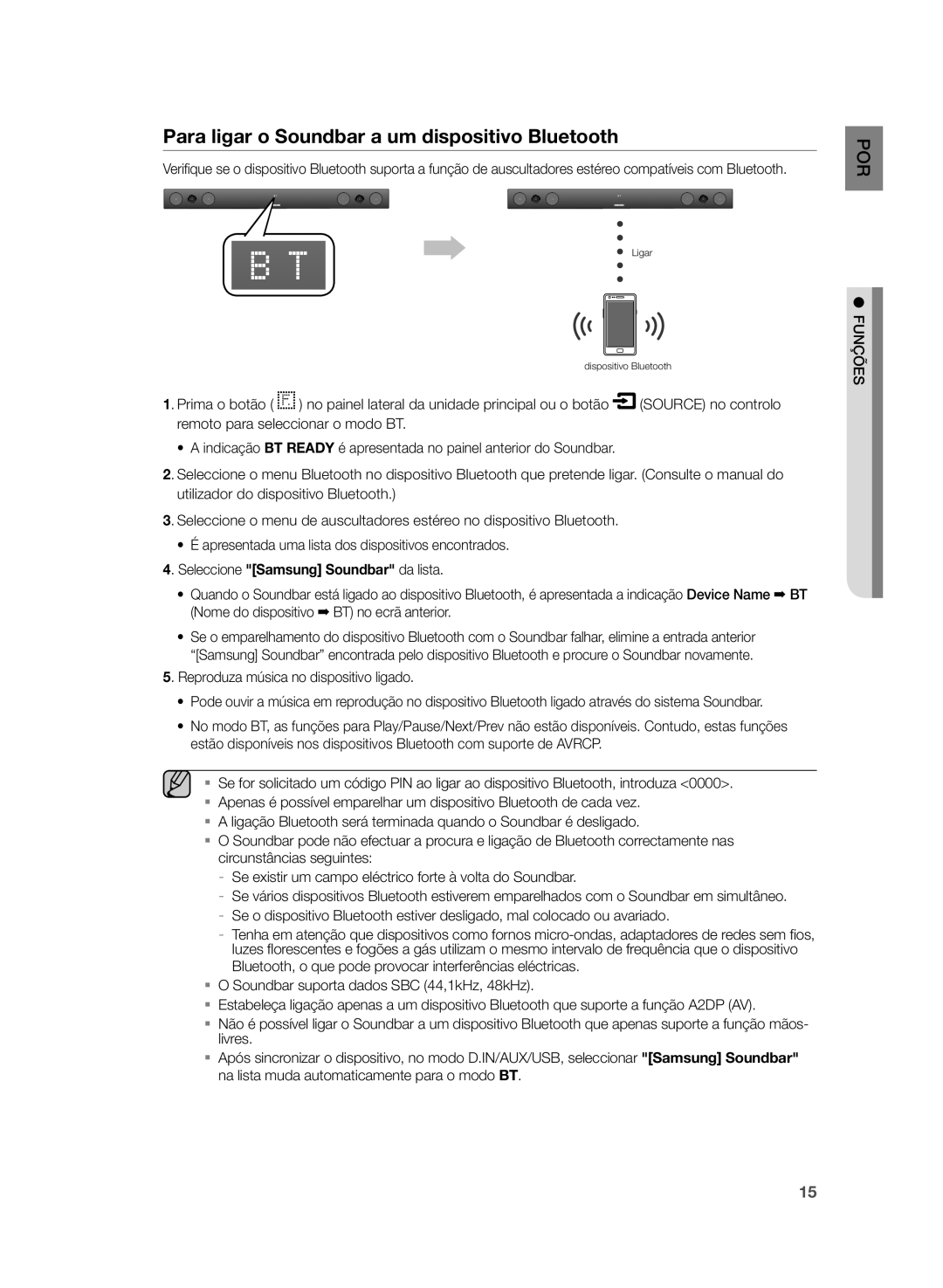 Samsung HW-H430/ZF manual Para ligar o Soundbar a um dispositivo Bluetooth, Source no controlo 