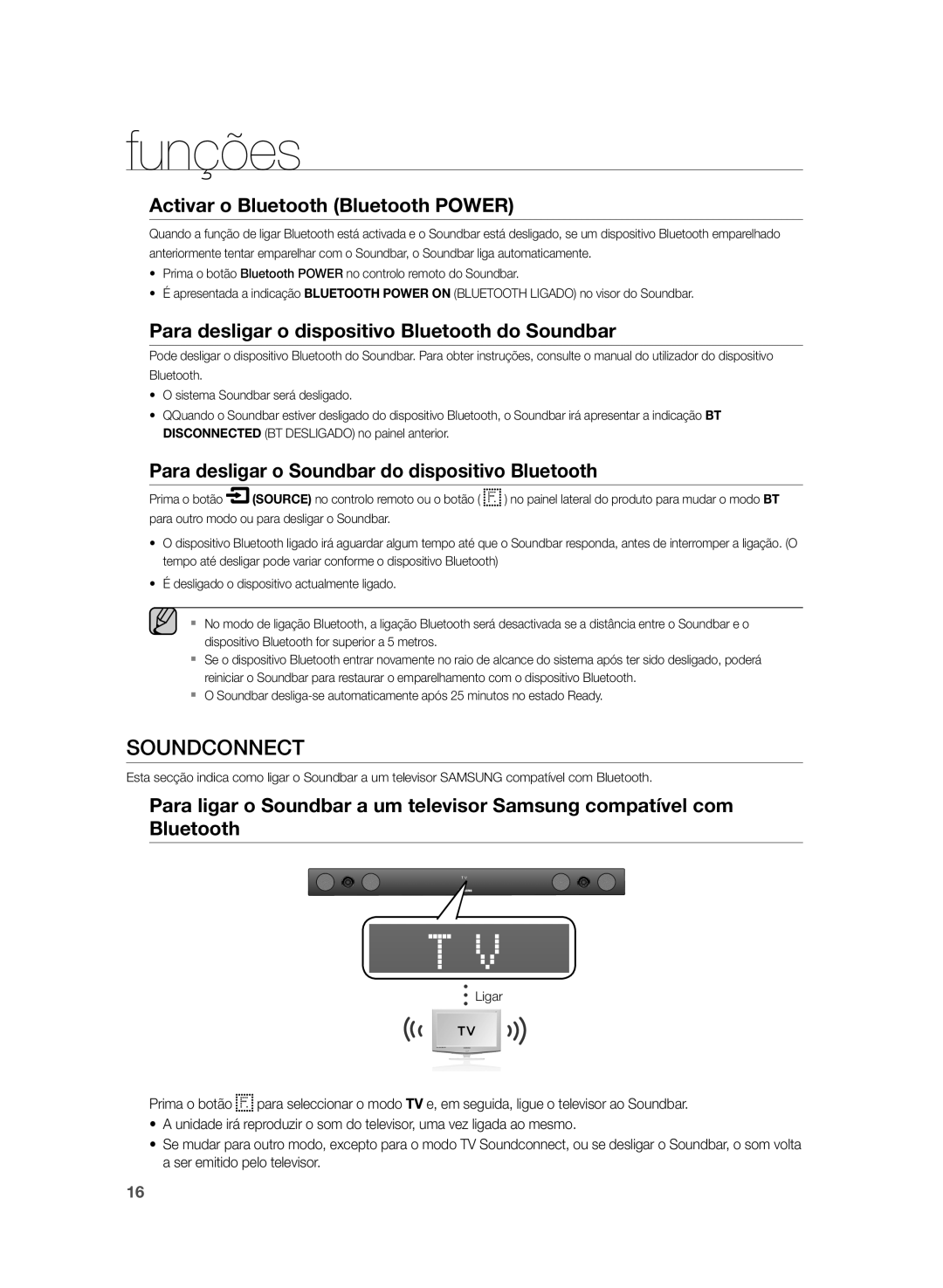 Samsung HW-H430/ZF manual Activar o Bluetooth Bluetooth Power, Para desligar o dispositivo Bluetooth do Soundbar, Ligar 