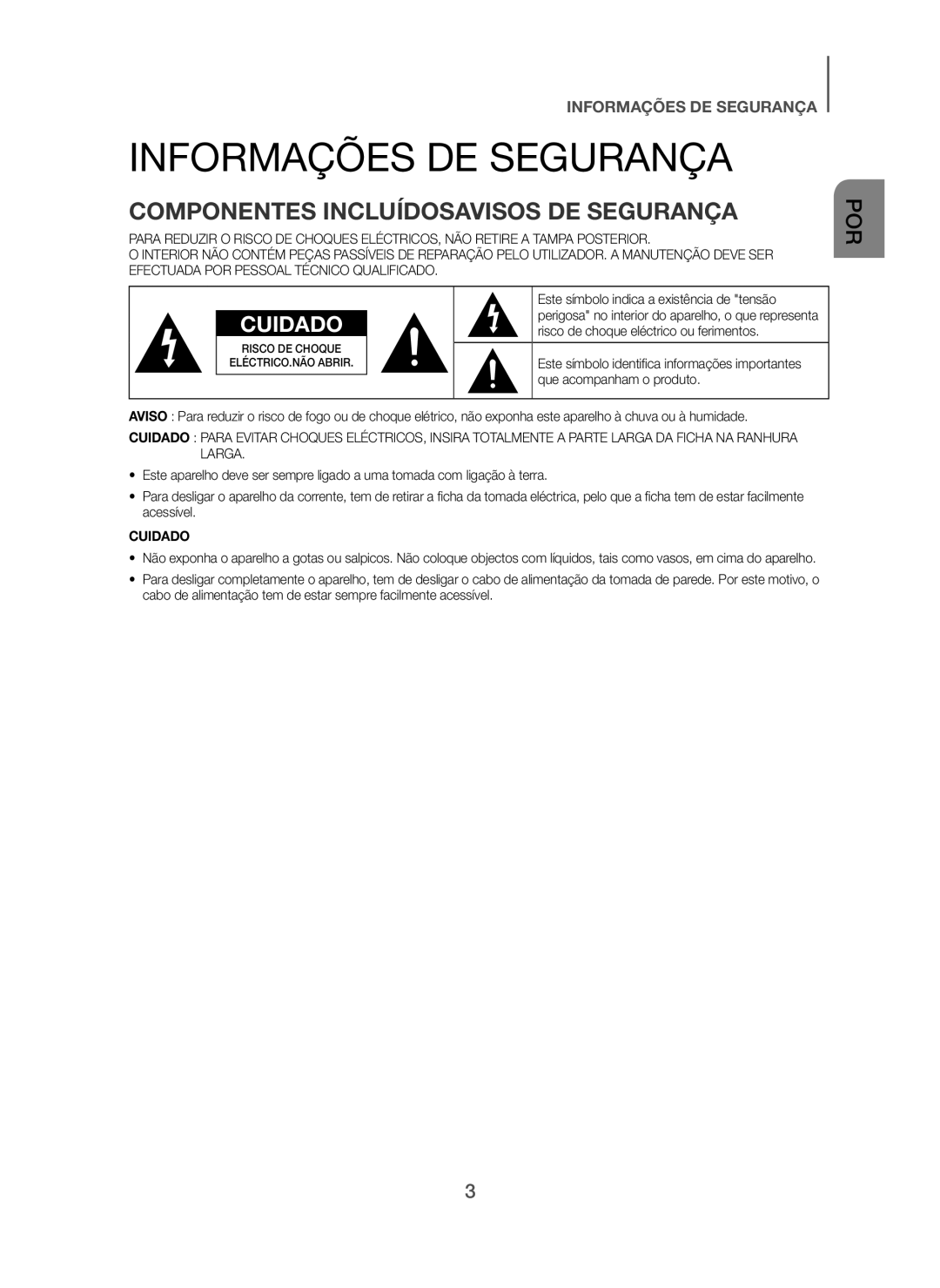 Samsung HW-H450/EN, HW-H450/ZF manual Informações DE Segurança, Componentes Incluídosavisos DE Segurança 