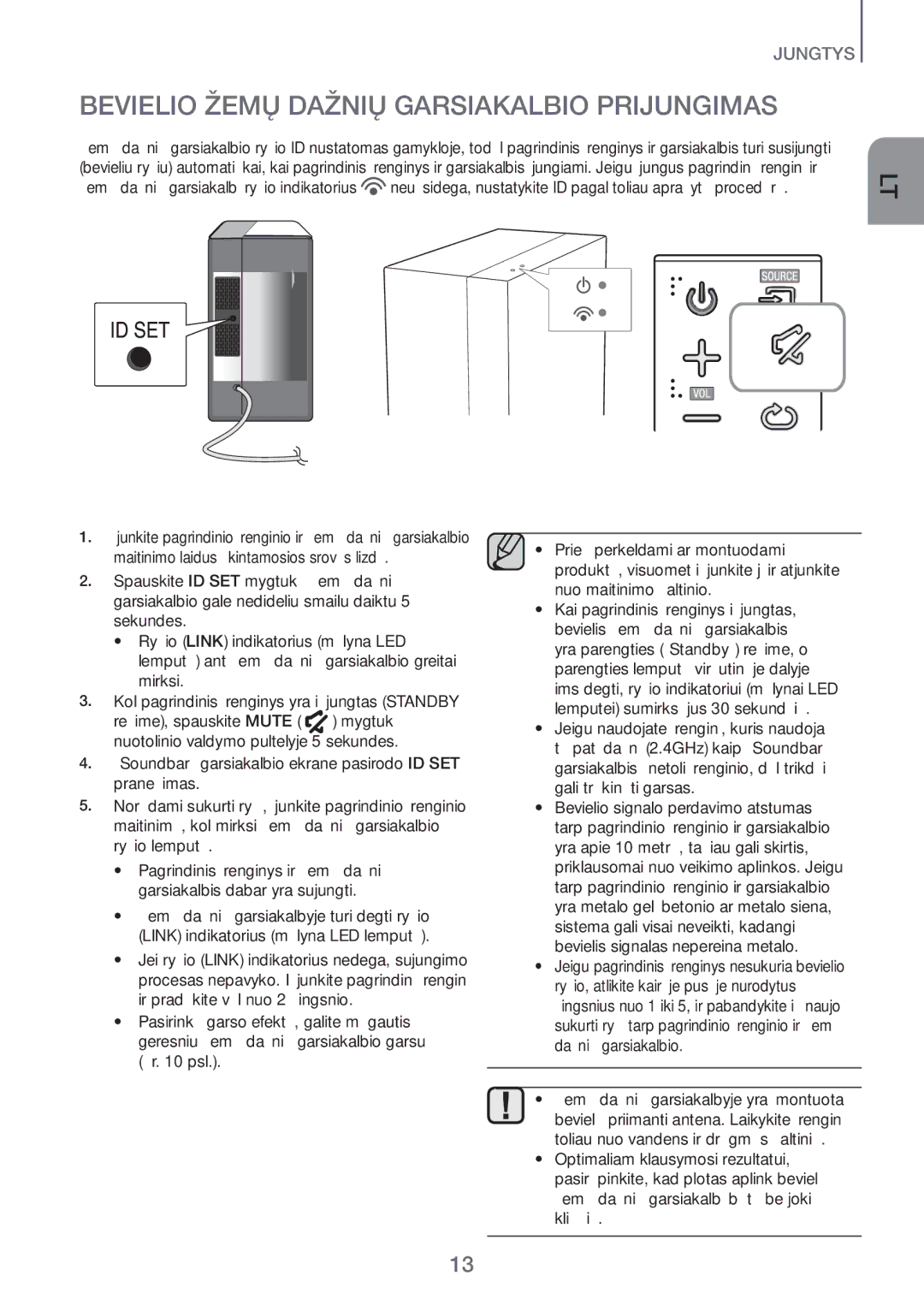 Samsung HW-H551/EN, HW-H450/EN manual Bevielio Žemų Dažnių Garsiakalbio Prijungimas 