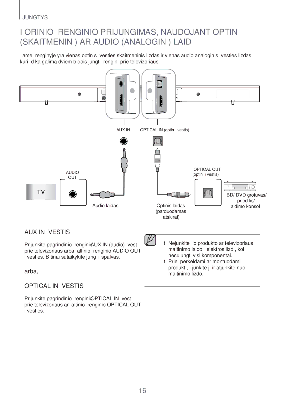 Samsung HW-H450/EN, HW-H551/EN manual AUX in Įvestis 