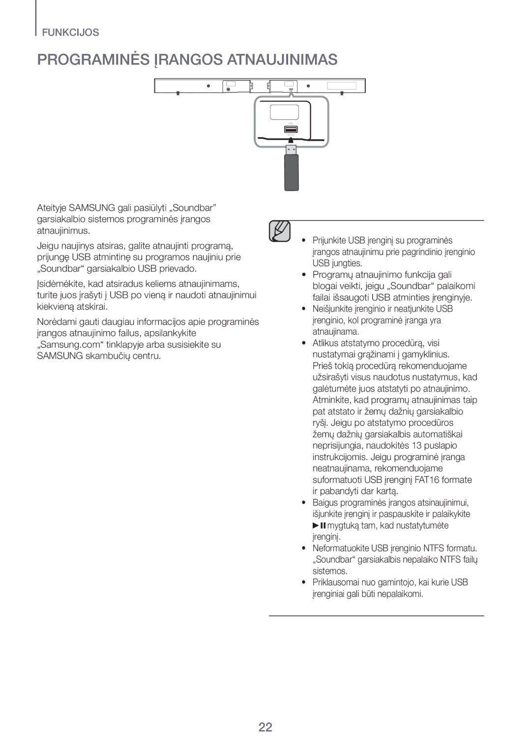 Samsung HW-H450/EN, HW-H551/EN manual Programinės Įrangos Atnaujinimas 