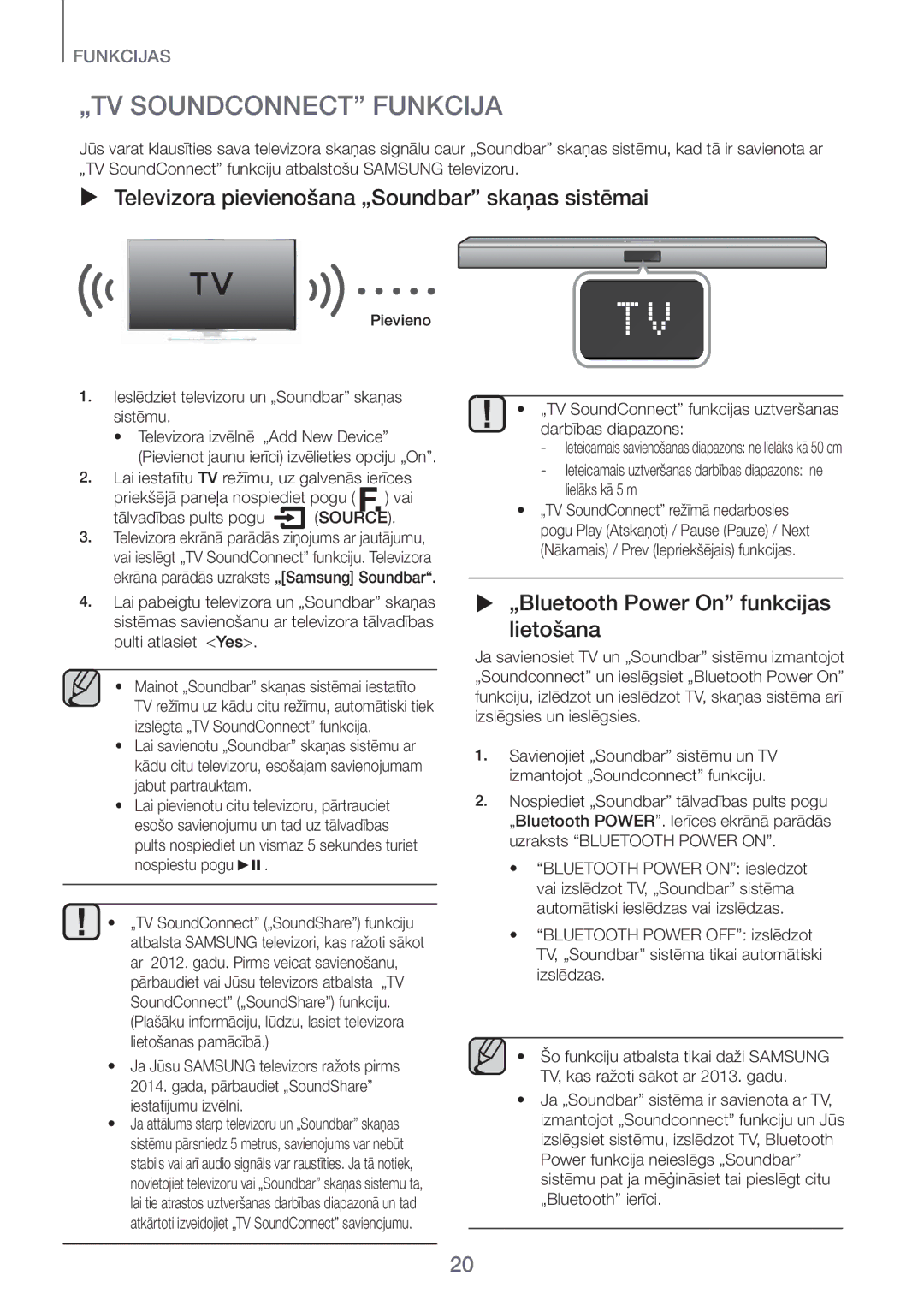 Samsung HW-H450/EN manual „TV Soundconnect Funkcija,  Televizora pievienošana „Soundbar skaņas sistēmai 