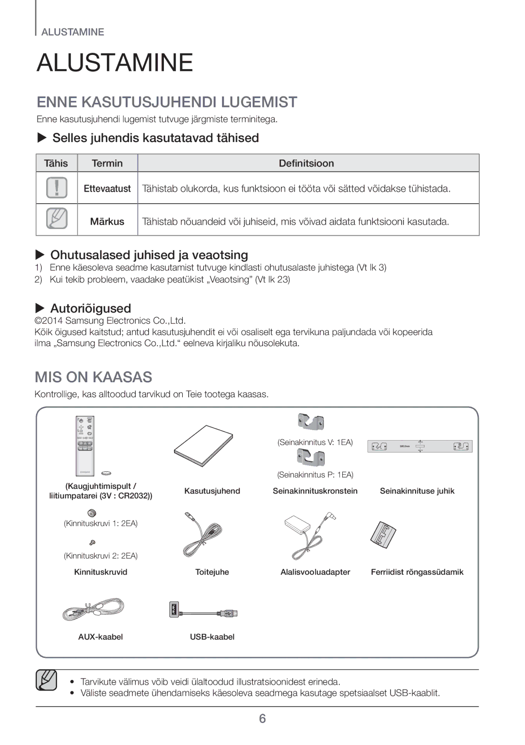 Samsung HW-H450/EN manual Alustamine, Enne Kasutusjuhendi Lugemist, MIS on Kaasas 