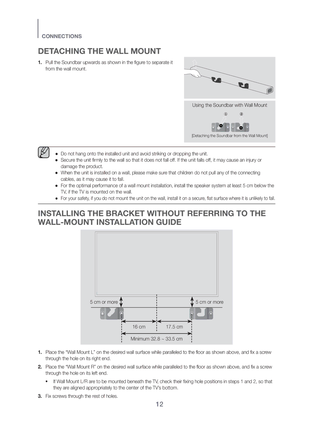 Samsung HW-H450/SQ manual Detaching the Wall Mount 