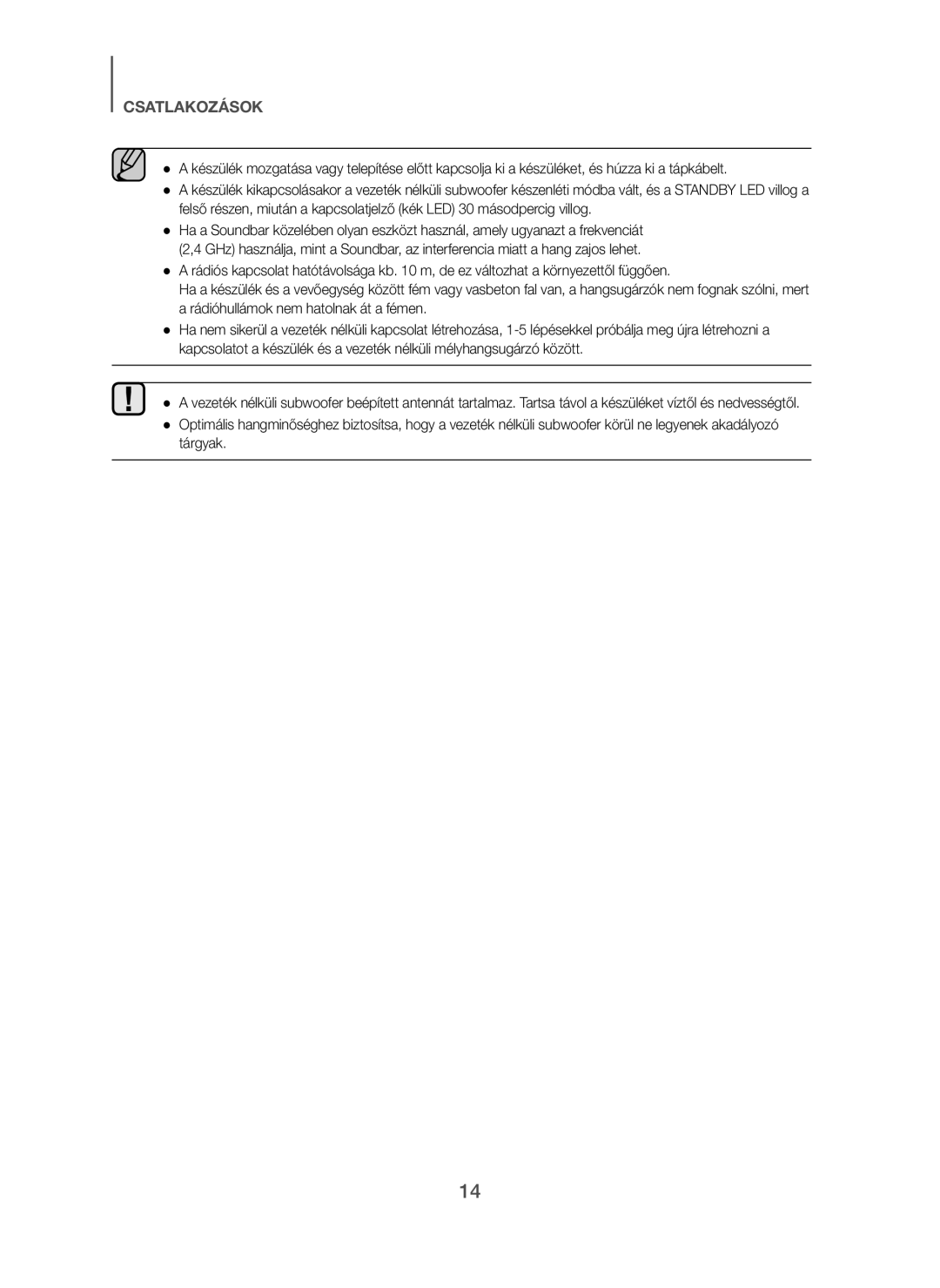 Samsung HW-H450/XE, HW-H450/TK, HW-H450/EN, HW-H450/ZF, HW-H450/XN manual Csatlakozások 