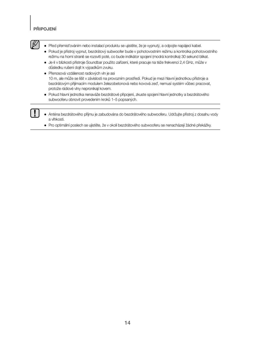 Samsung HW-H450/XE, HW-H450/TK, HW-H450/EN, HW-H450/ZF, HW-H450/XN manual Vlhkosti 